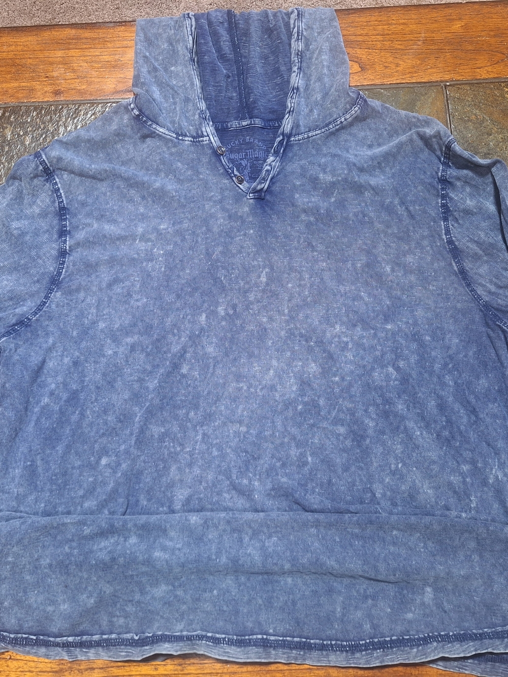 Lucky Brand Men's Washed Navy Hooded Pullover